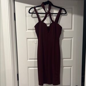 Charlotte Russe Elegant Backless Wine Dress